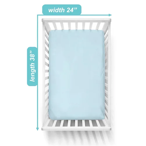Miniatura 4 de TL Care Paquete de 2 sábanas bajeras para cuna pequeña 100% algodón natural de 38 x 24 pulgadas, suaves y transpirables, pequeñas sábanas portátiles