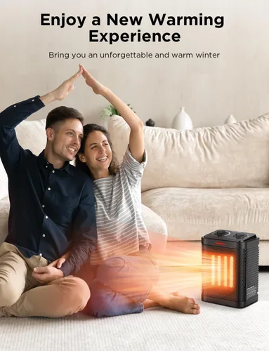 Miniatura 6 de Calentador de espacio de 1500 W para uso en interiores, calentador de cerámica PTC con termostato, calentador de espacio pequeño 3 modos, calentador