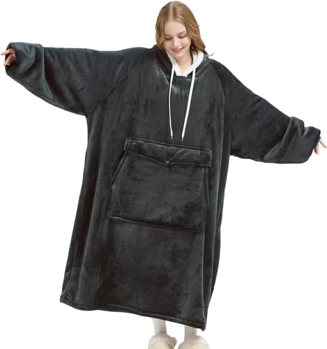 Miniatura 24 de Qeils Manta con Capucha Portátil para Mujeres, Cómoda Sudadera Sherpa como Regalo de Cumpleaños y Navidad, Chaqueta de Gran Tamaño con Capucha