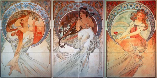 Póster Nude Girl hembra Decoración por Alphonse Mucha mural de azulejos baño cocina pared Backsplash detrás de estufa Variedad fregadero Splashback