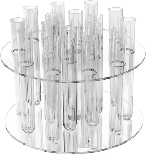 Fenteer Jarrón de tubo de ensayo hidropónico, soporte hidropónico para plantas, florero transparente con 16 tubos de ensayo, florero artístico para