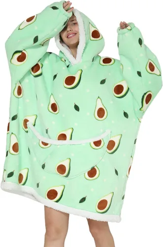 Miniatura 18 de Manta con capucha, sudadera de gran tamaño para adultos, mujeres y hombres, hecha de franela muy suave y cálida, con bolsillo y mangas