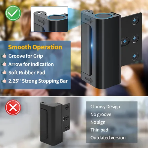 Miniatura 3 de Cerradura de refuerzo de puerta de seguridad para el hogar, pestillo de seguridad adicional para puertas delanteras, dispositivos de seguridad