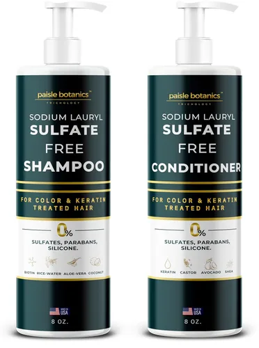 Champú y acondicionador sin lauril sulfato de sodio para cabello tratado con color, todo natural, champú y acondicionador SLS sin parabenos ni