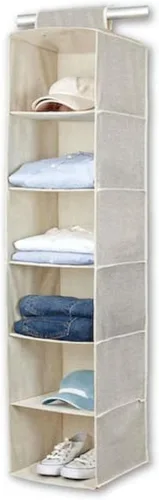 BINO Organizador de armario de suéter de 6 estantes, color beige, organizador colgante de armario para dormitorio, organizadores de almacenamiento