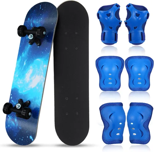 Miniatura 36 de Honoson Juego de 7 piezas de rodilleras, coderas y muñequeras para patinetas para principiantes y niños pequeños