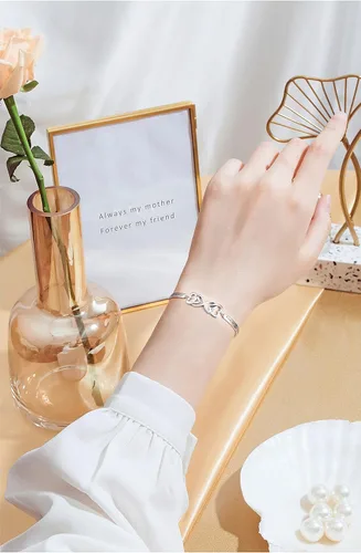 Miniatura 2 de DAOCHONG Pulsera de plata de ley 925 con diseño de infinito y corazón para mujer