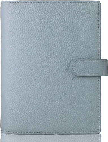 Miniatura 7 de Funda para planificador de cuero genuino A6 con presilla para bolígrafo, ranuras para tarjetas, bolsillos con cremallera, funda para organizador