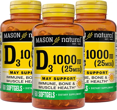 Miniatura 9 de MASON NATURAL Vitamina D3 125 mcg (5000 UI) - Apoya la salud general, fortalece los huesos y los músculos, del aceite de hígado de pescado, 50