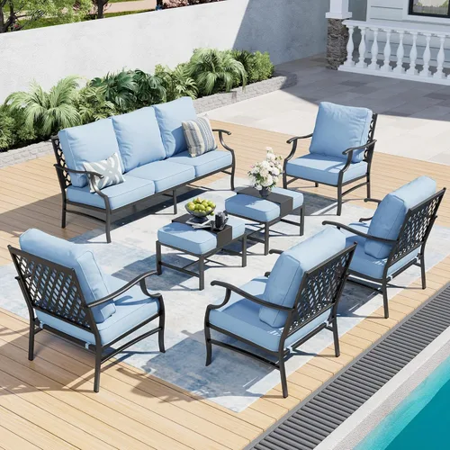 Miniatura 50 de SUNSHINE VALLEY Juego de muebles de patio al aire libre de 7 piezas, moderno juego de conversación de patio exterior con cojín extra grueso de 5.75