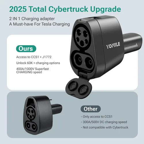 Miniatura 5 de Yomile Adaptador CCS1 y J1772 a Tesla para Tesla Model 3/S/X/Y/Cybertruck, adaptador de carga superrápida de 250kW para estación de carga de nivel 1