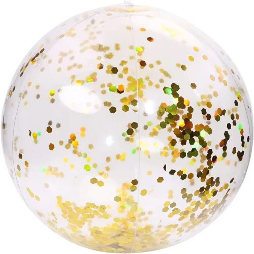 Miniatura 4 de PENTA ANGEL Pelota de playa con purpurina, 2 unidades, inflable, confeti, piscina, fiesta, pelota deportiva de arena transparente para exteriores
