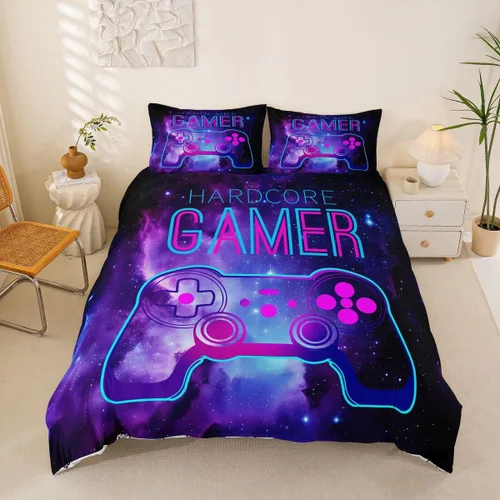 Miniatura 25 de Feelyou - Funda de edredón con estampado de auriculares, juego de ropa de cama con temática musical, patrón geométrico musical, funda de edredón