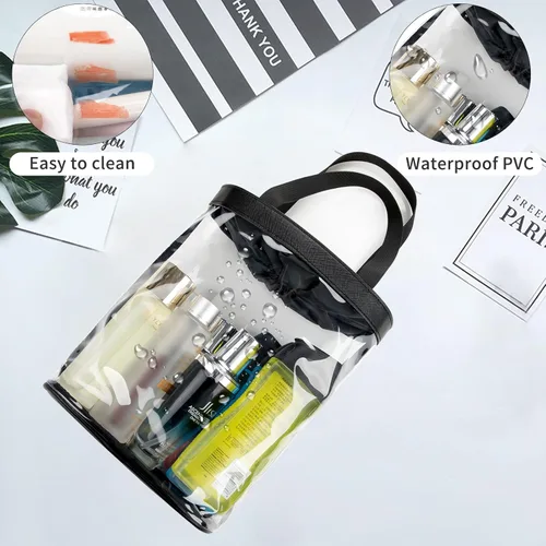 Miniatura 2 de Bolsas de maquillaje transparentes, bolsa de aseo aprobada por la TSA para viajes, bolsa de viaje transparente para artículos de tocador