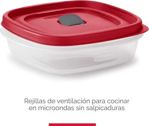 Miniatura 2 de Rubbermaid Juego de almacenamiento de alimentos de plástico sin BPA de 16 piezas, tapas ventiladas rojas, apto para microondas, lavavajillas