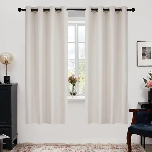 Deconovo - Cortinas opacas 100% ligeras de lino sintético para dormitorio, cortinas térmicas aisladas para reducir el ruido para comedor, sala de