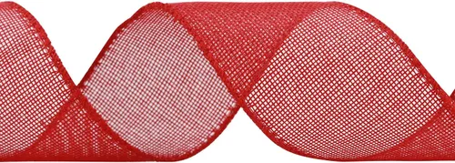 Miniatura 5 de HUIHUANG Cinta de arpillera roja con alambre de Navidad, cinta sólida con borde de alambre, cinta de yute de 2.5 pulgadas para coronas, lazos Rojo