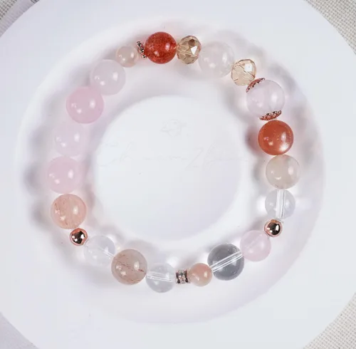 Miniatura 114 de Precious Gemstone Natural Crystal Healing Bracelet, Rutilated Quartz, Moonstone, Quartz Handmade Original Design Bracelet