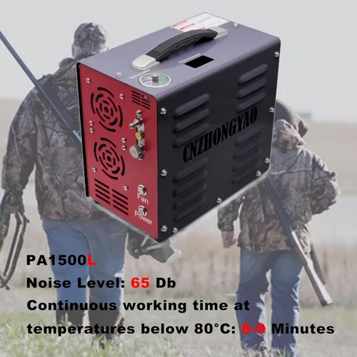 Miniatura 2 de PORTAIR - Compresor HPA portátil de 4500 PSI, parada automática, sin aceite/agua, convertidor de potencia integrado, compresor de aire PCP para Negro