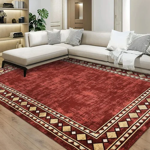 Miniatura 25 de WESTLOOM Alfombra de pasillo de 2 x 6 pies, lavable, moderna, con bordes, antideslizante, resistente a las manchas, borde geométrico, alfombra