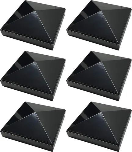 Miniatura 17 de Tapa de poste piramidal de aluminio de 3 x 3 pulgadas para postes de metal, ajuste a presión, color negro con recubrimiento en polvo, resistente al