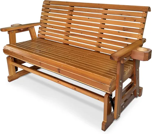 Miniatura 13 de Hamaca de patio Fortune Candy con portavasos, alta parte posterior enrollada y asiento perfilado profundo, resistente de 800 libras (Negro, 2 plazas)