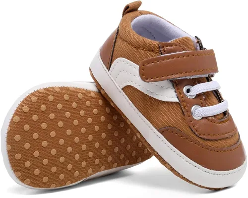 Miniatura 4 de SABATUTU Tenis de lona para bebés niños y niñas, suela suave, antideslizantes, ligeros, para recién nacidos, para primeros pasos, para cuna de 0 a