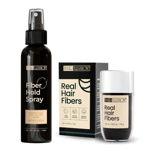 Miniatura 10 de Aerosol de fibras de cabello naturales, no sintético, de Hair Illusion, Negro
