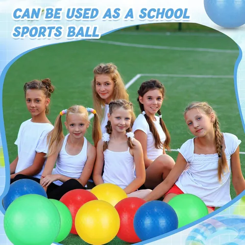 Miniatura 6 de Jerify Paquete de 20 bolas de dodgeballs grandes de 10 pulgadas, bolas coloridas para juegos infantiles, bolas inflables de rebote, bolas de juego