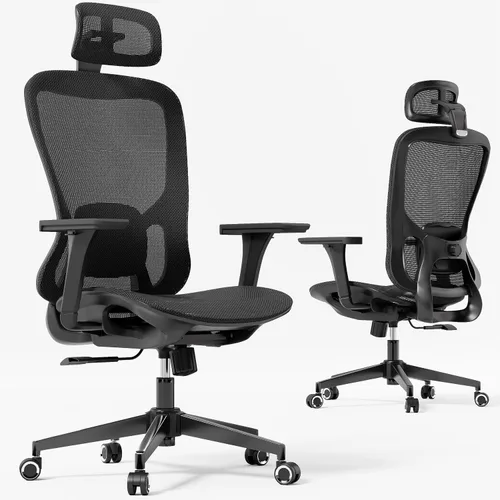Miniatura 13 de Silla de oficina ergonómica - Silla de oficina de malla de 159 kg con soporte lumbar ajustable, silla de computadora de respaldo alto con Caqui