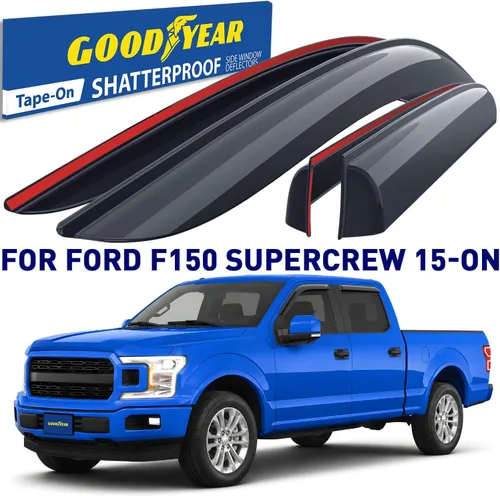 Miniatura 2 de Goodyear - Deflectores de ventana laterales irrompibles para camiones Ford F150 2015-2026 SuperCrew, visera de ventilación, accesorios