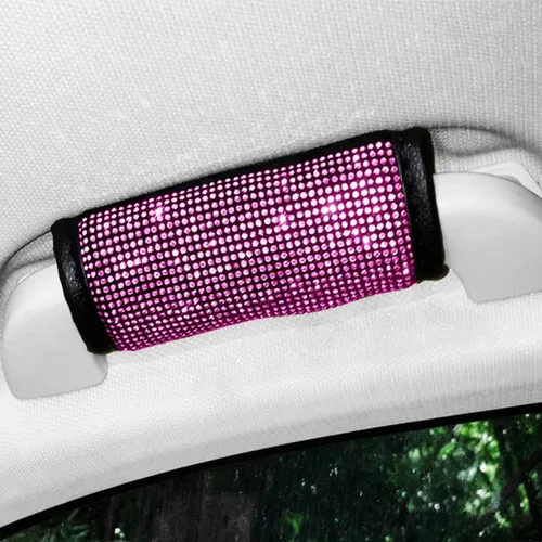 Miniatura 16 de Paquete de 2 fundas brillantes para manija de puerta de seguridad para automóviles, con cristales brillantes, almohadillas protectoras para manija
