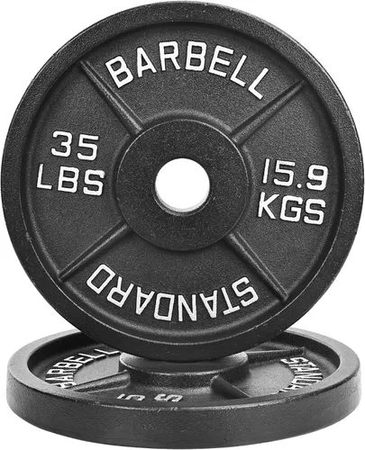 Miniatura 8 de Fitvids 2-Inch Olympic Cast Iron Weight Plate for Strength Training & Weightlifting, Multiple Sizes