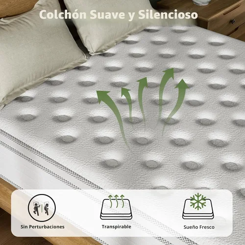 Miniatura 6 de Colchón individual Oliodys de 10 pulgadas, colchón híbrido con espuma viscoelástica y muelles de bolsillo individuales, sin fibra de vidrio, suave