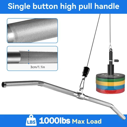 Miniatura 4 de Accesorio para máquina de cable, barra de tracción LAT, barra recta de tríceps de aluminio ligera, barra V, accesorios de tracción LAT, accesorios