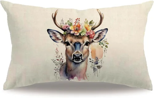 Miniatura 15 de Fundas de almohada con diseño de animales, 18 x 18 pulgadas, diseño de ardillas florales, acuarela, vida silvestre, diseño de flores, temporada
