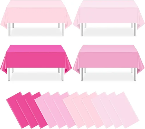Miniatura 16 de MASHAN 6Pack de manteles para revelación de género, manteles desechables de plástico rosa y azul, fundas de mesa rectangulares para decoración