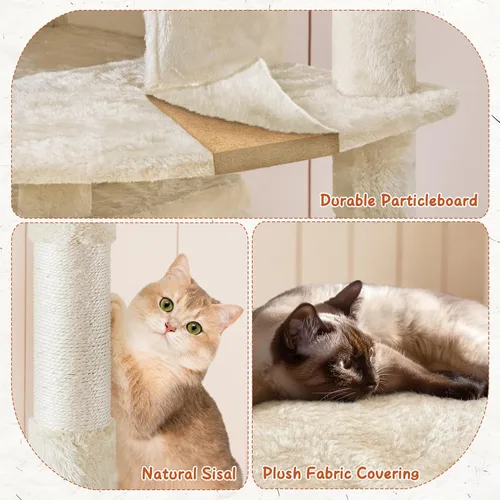 Miniatura 8 de Topeakmart Árboles para gatos grandes Inoor, torre para gatos extra grandes de 76.5 pulgadas con 3 perchas acogedoras, 3 condominios cálidos, postes