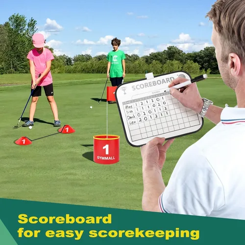 Miniatura 7 de Juego de cubo de golf para patio trasero, cubo de 6 agujeros, juego de golf con luz LED y banderas para adultos y niños en interiores y exteriores