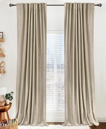 Miniatura 26 de 100% Blackout Shield - 2 cortinas opacas de lino, con presillas traseras/bolsillo para cortinero y aislamiento térmico, para el hogar, 50 pulgadas