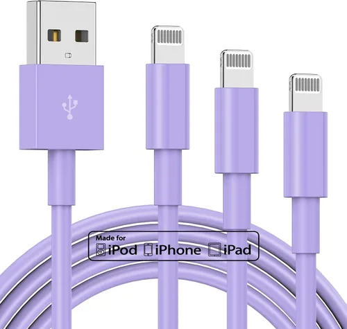 Miniatura 22 de TUMABER Paquete de 2 cables de carga para iPhone de 3 pies con certificación MFi de Apple, cable Lightning a USB de 3 pies, carga rápida de 2.4 A