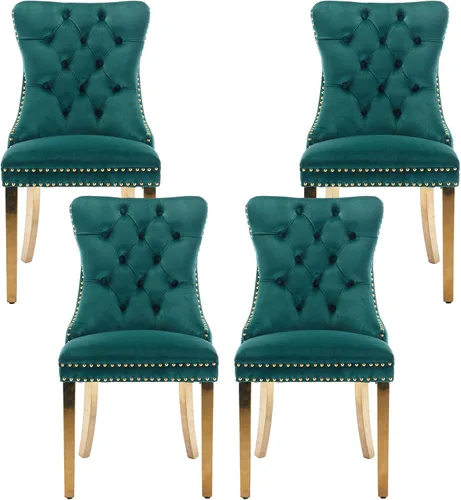 Miniatura 63 de Silla de comedor copetuda moderna de terciopelo para comedor, sillas de comedor tapizadas con remache de clavo, anillo trasero para cocina, comedor