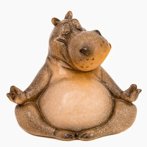 Miniatura 4 de Figura de estatua de hipopótamo yoga, decoración zen, juego de regalo de hipopótamo meditando, figuras de yoga, hipopótamo de buena suerte