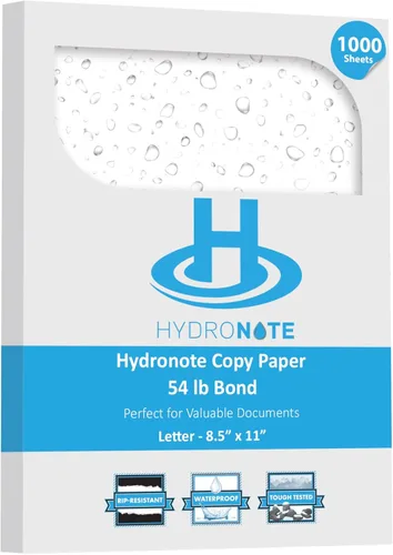 TerraSlate Papel impermeable Hydronote - Papel de copia multiusos de 54 libras de 8.5 x 11 pulgadas, papel blanco a granel, impresora de inyección