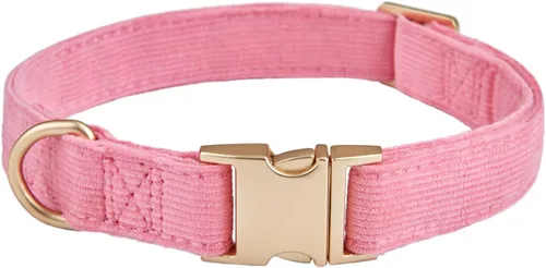 Miniatura 12 de Collar de perro de corduroy suave con hebilla de metal de alta calidad, para perros medianos. (Blanco, Mediano: 12-19")