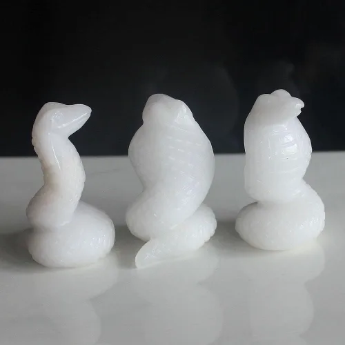 Miniatura 5 de 2 '' tallado a mano piedra preciosa cristal blanco jade serpiente figura talla animal Jade blanco