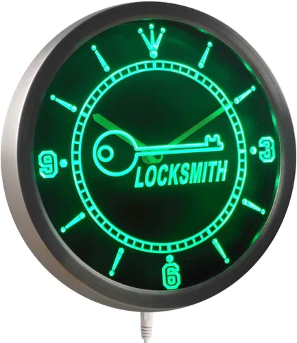 Miniatura 3 de ADVPRO nc0316-b Reloj de pared LED con letrero de neón para propietario de cerrajería