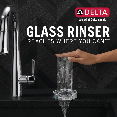 Miniatura 2 de Delta - Enjuagadora de vidrio para lavabos de cocina, accesorios para lavabo de cocina, enjuagadora de vidrio para barra, cromado GR150