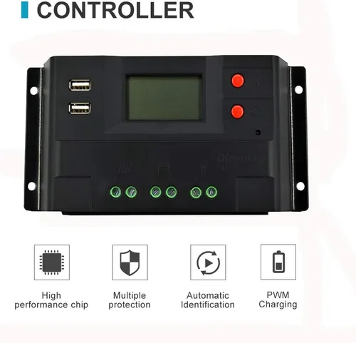Miniatura 6 de Kit de energía eólica solar de 340 W. Sistema de carga de batería: generador de turbina eólica de 100 W + 2 paneles solares monocristalinos de 120 W