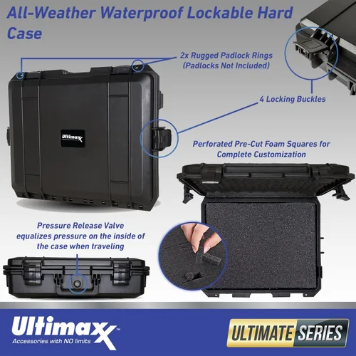 Miniatura 2 de Ultimaxx Estuche rígido impermeable con cerradura para todo tipo de clima, para uso con cámaras, drones, equipos de topografía, equipo de pesca